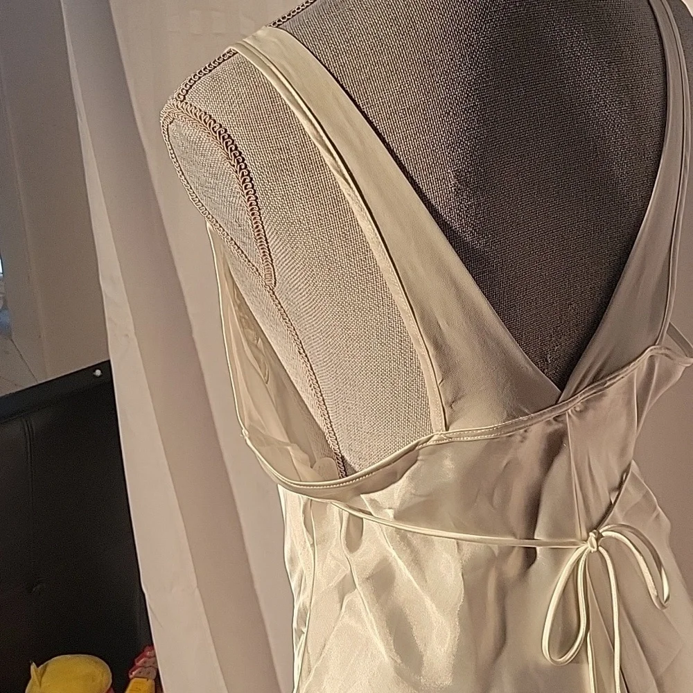 Linea Dontella Woman's White Chemise With Lace & Bottom Sheer Ruffle: Size: L - Picture 5 of 10